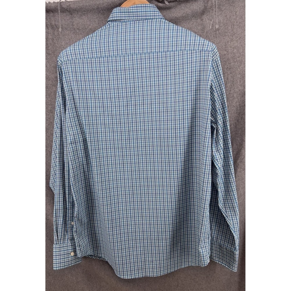 Peter Millar Summer Comfort Mens Blue Plaid Long Sleeve Button Down Large - Picture 7 of 8